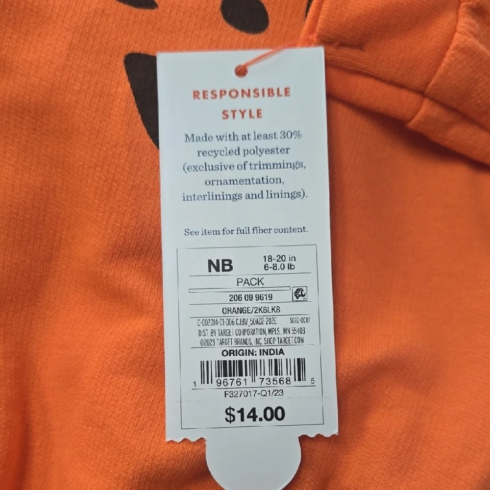 Infant Orange Pumpkin Halloween Bodysuit & Stripe Pants | Cat & Jack | Newborn